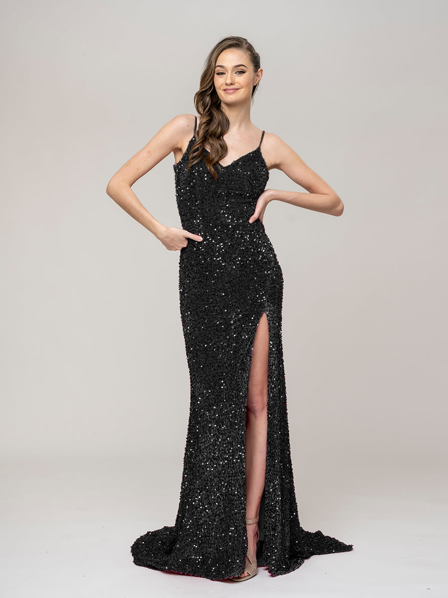 Dita' Strapless Sequin Embellished Velvet Gown- Black – Moda Glam Boutique